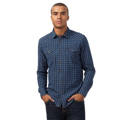St George by Duffer Navy checked regular fit shirt